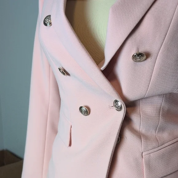 White House Black Market, Pale Pink Double-Breasted Women's Blazer, Sz. 6 - Picture 5 of 12
